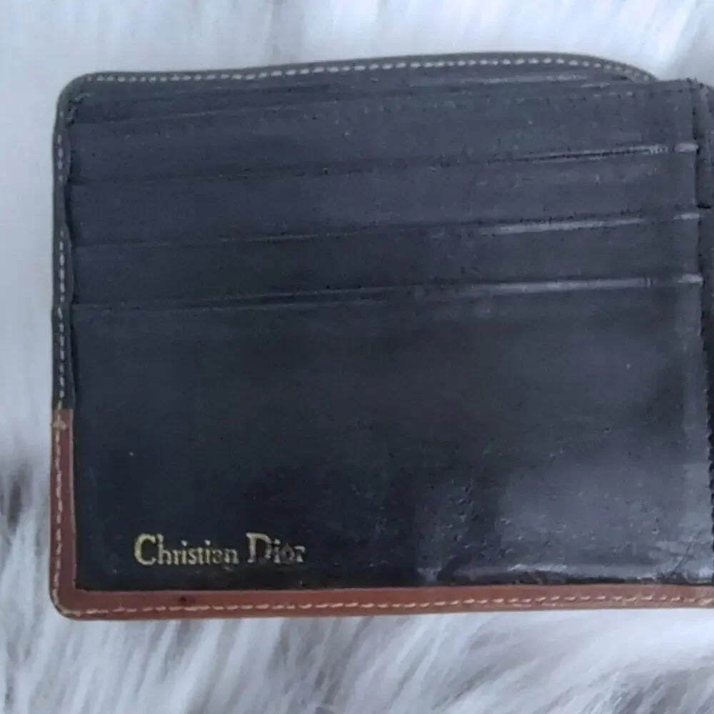 Authentic CD Christian Dior Vintage Leather Bifold Wallet Colorblock